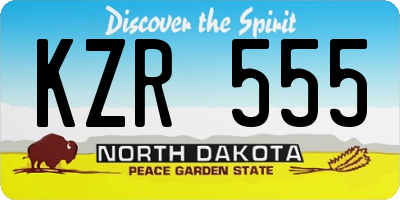 ND license plate KZR555