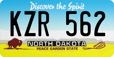 ND license plate KZR562