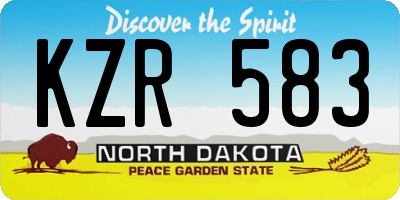 ND license plate KZR583