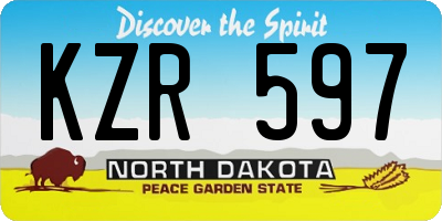 ND license plate KZR597