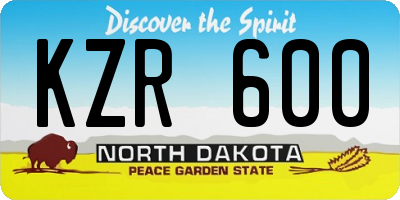ND license plate KZR600