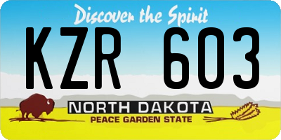 ND license plate KZR603