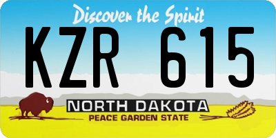 ND license plate KZR615