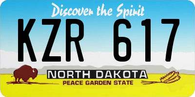 ND license plate KZR617