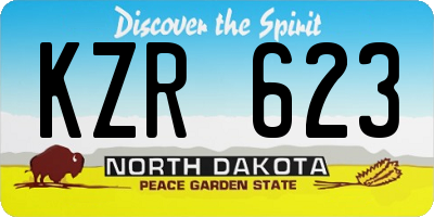 ND license plate KZR623