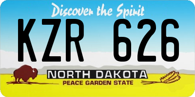 ND license plate KZR626