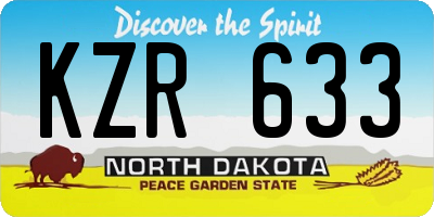 ND license plate KZR633