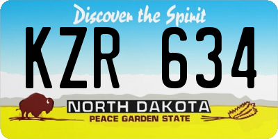 ND license plate KZR634