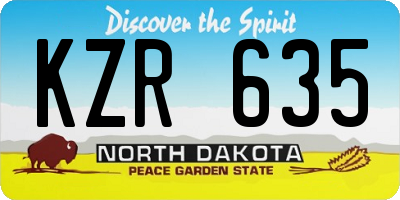 ND license plate KZR635