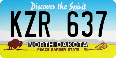 ND license plate KZR637