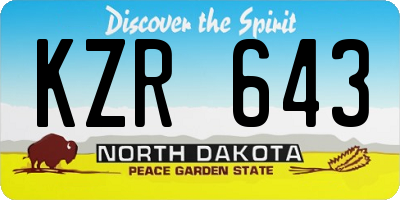 ND license plate KZR643