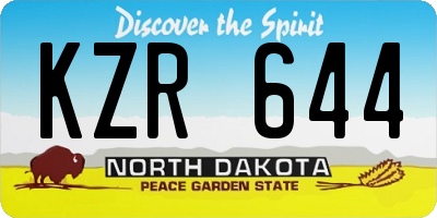 ND license plate KZR644