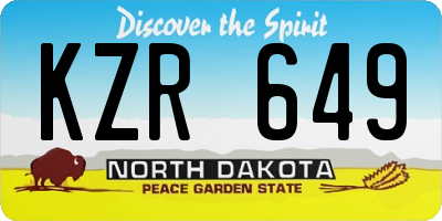ND license plate KZR649