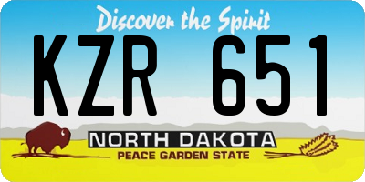 ND license plate KZR651