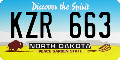 ND license plate KZR663