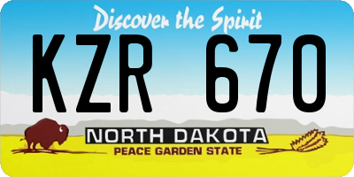 ND license plate KZR670