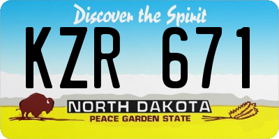 ND license plate KZR671