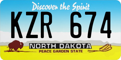 ND license plate KZR674