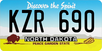 ND license plate KZR690