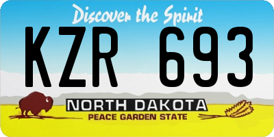 ND license plate KZR693