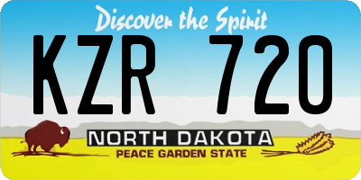 ND license plate KZR720