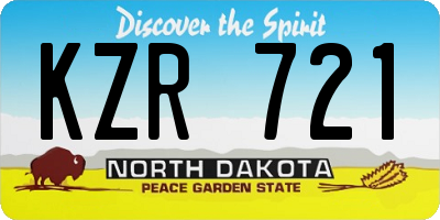 ND license plate KZR721