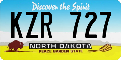ND license plate KZR727