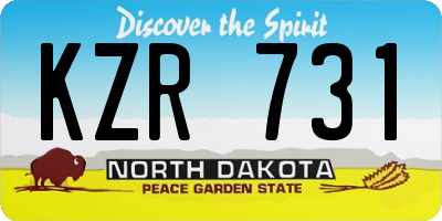 ND license plate KZR731