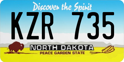 ND license plate KZR735