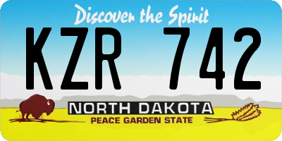 ND license plate KZR742