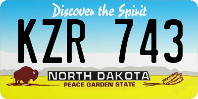 ND license plate KZR743