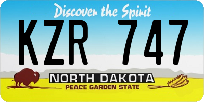 ND license plate KZR747