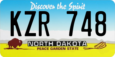ND license plate KZR748