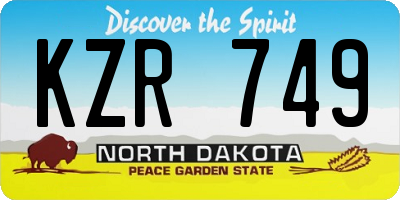 ND license plate KZR749