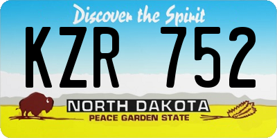 ND license plate KZR752