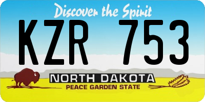 ND license plate KZR753