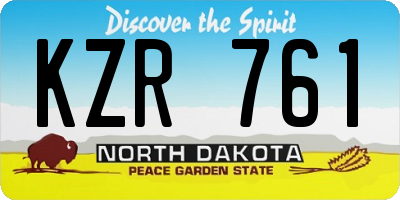 ND license plate KZR761