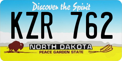 ND license plate KZR762
