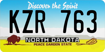 ND license plate KZR763