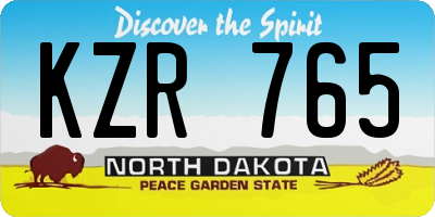 ND license plate KZR765