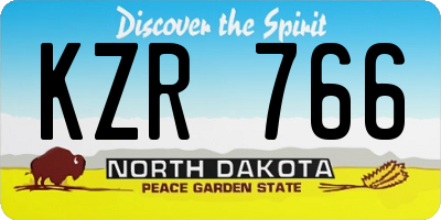 ND license plate KZR766