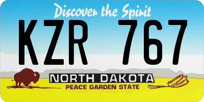 ND license plate KZR767