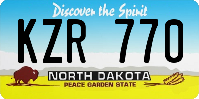 ND license plate KZR770