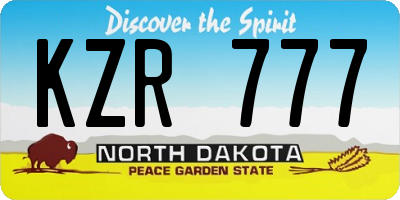 ND license plate KZR777