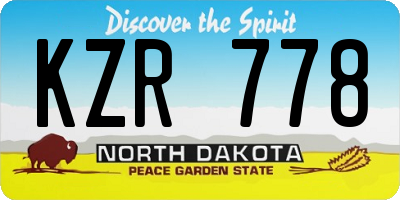 ND license plate KZR778