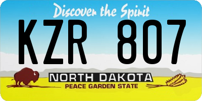 ND license plate KZR807