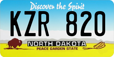 ND license plate KZR820