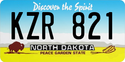 ND license plate KZR821
