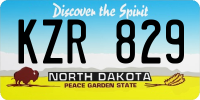 ND license plate KZR829