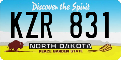 ND license plate KZR831